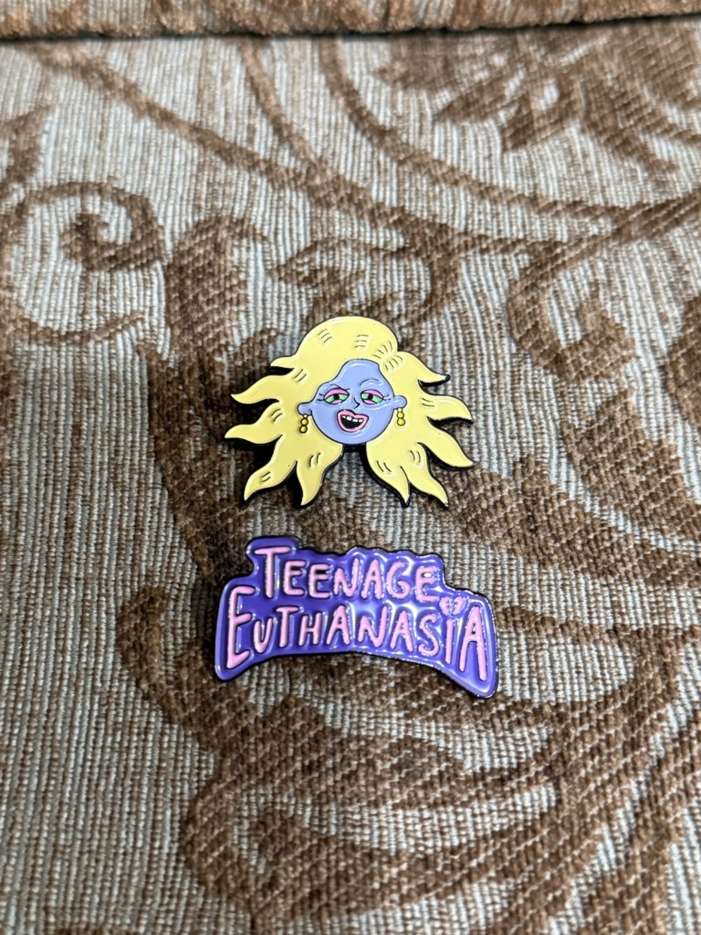 Teenage Euthanasia Enamel Pin Set — Yellow & Purple